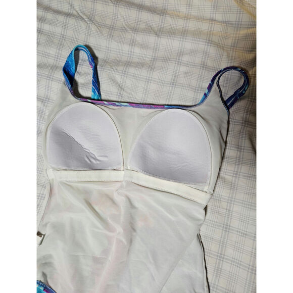 Gottex Square Neck One Piece Swimsuit, Blue Floral, Women's 14 - Picture 4 of 7